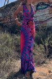 Momentlover Sexy College Print Cross Straps V Neck Sleeveless Dress Dresses
