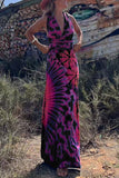Momentlover Sexy College Print Cross Straps V Neck Sleeveless Dress Dresses