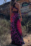 Momentlover Sexy College Print Cross Straps V Neck Sleeveless Dress Dresses