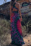Momentlover Sexy College Print Cross Straps V Neck Sleeveless Dress Dresses