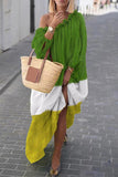Momentlover Casual Color Block Contrast Off the Shoulder Irregular Dress Dresses