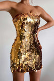 Momentlover Sexy Party Solid Patchwork Strapless Dresses