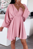 Momentlover Casual Simplicity Solid Asymmetrical V Neck Irregular Dress Dresses