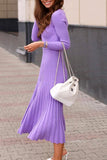 Momentlover Elegant Simplicity Solid Fold V Neck A Line Dresses(6 Colors)