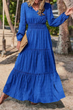Momentlover Casual Vacation Solid Fold V Neck A Line Dresses