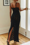 Momentlover Sexy Solid Lace See-through Square Collar Wrapped Skirt Dresses