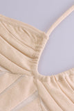 Momentlover Sexy Solid Frenulum Halter Sleeveless Dress Dresses(5 Colors)