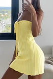 Momentlover Sexy Solid Frenulum Halter Sleeveless Dress Dresses(5 Colors)