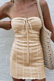 Momentlover Sexy Solid Frenulum Halter Sleeveless Dress Dresses(5 Colors)