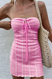 Momentlover Sexy Solid Frenulum Halter Sleeveless Dress Dresses(5 Colors)