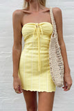 Momentlover Sexy Solid Frenulum Halter Sleeveless Dress Dresses(5 Colors)