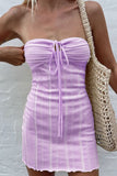 Momentlover Sexy Solid Frenulum Halter Sleeveless Dress Dresses(5 Colors)
