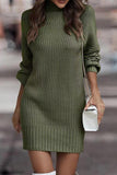 Momentlover Casual Solid Patchwork Turtleneck One Step Skirt Dresses