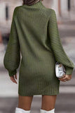 Momentlover Casual Solid Patchwork Turtleneck One Step Skirt Dresses