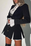 Momentlover Elegant Solid Patchwork Asymmetrical Collar A Line Dresses(3 Colors)