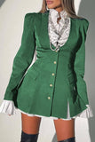 Momentlover Elegant Solid Patchwork Asymmetrical Collar A Line Dresses(3 Colors)
