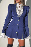 Momentlover Elegant Solid Patchwork Asymmetrical Collar A Line Dresses(3 Colors)