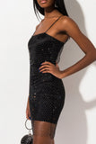 Momentlover Sexy Solid Patchwork Sling Dress Dresses