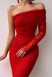 Momentlover Sexy Formal Solid Patchwork Oblique Collar Evening Dress Dresses(5 Colors)