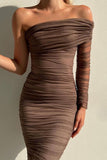 Momentlover Sexy Formal Solid Patchwork Oblique Collar Evening Dress Dresses(5 Colors)