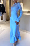 Momentlover Elegant Solid O Neck A Line Dresses