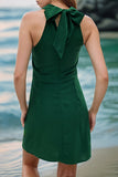-Christmas gift Elegant Vacation Solid Fold Scarf Collar Sleeveless Dress Dresses