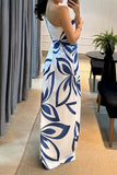 -Christmas gift Sexy Geometric Print Metal Accessories Decoration Oblique Collar Printed Dresses