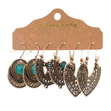 Retro inlaid flower openwork earrings