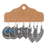 Retro inlaid flower openwork earrings