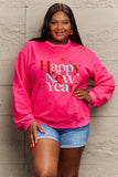 Momentlover Simply Love Full Size HAPPY NEW YEAR Round Neck Sweatshirt