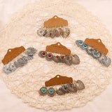 Retro inlaid flower openwork earrings