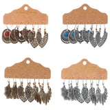 Retro inlaid flower openwork earrings