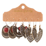 Retro inlaid flower openwork earrings
