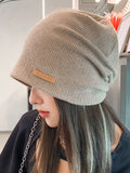 Momentlover Casual Keep Warm Applique Solid Color Hats&Caps