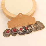 Retro inlaid flower openwork earrings