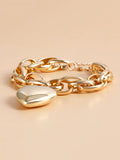Momentlover Solid Color Heart Shape Chains Normcore Bracelet Accessories