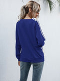 Momentlover Lace-Up Round Neck Long Sleeve Sweatshirt