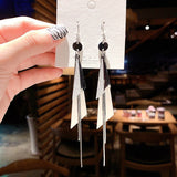 S925 silver needle long tassel earrings
