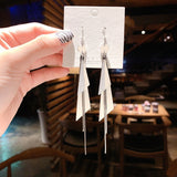S925 silver needle long tassel earrings