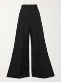 momentlover Wide Leg Solid Color Flared Trousers Pants