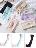 momentlover Ice Silk Sun Protection Solid Color Sleevelet