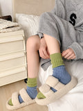 momentlover Pleated Elasticity Contrast Color Socks