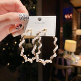 S925 silver needle C-shaped circle diamond zircon earrings