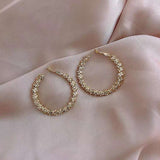 S925 silver needle C-shaped circle diamond zircon earrings