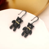 Cute Animal Zircon Bowknot Little Bear Earrings