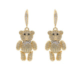 Cute Animal Zircon Bowknot Little Bear Earrings