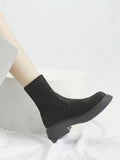 Momentlover Split-Joint Round-Toe Chunky Shoes Boots