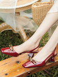 Momentlover Square-Toe Split-Joint Sling Shoes Sandals