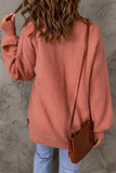 Momentlover Ribbed Trim Lantern Sleeve Pocketed Sweater
