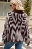 Momentlover Striped Collared Neck Buttoned Pullover Sweater
